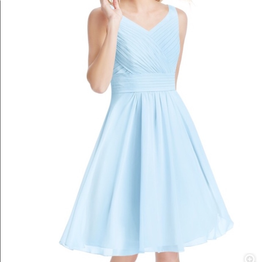 Azazie Sky Blue Grace Bridesmaid Dress, Size 2
